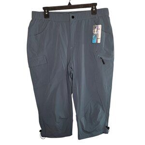 Flewolch Women's Lightweight Outdoor Cargo Pants Elastic Waist & Drawstring Blue